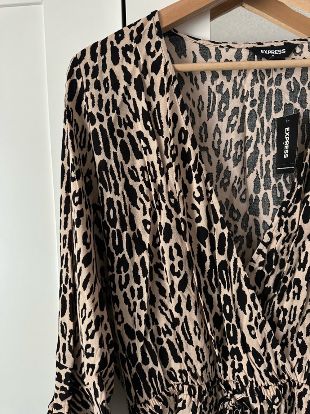 Express Beige and Black Leopard Print Romper - Picture 3 of 5